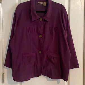 Jane Ashley Woman Jacket Coat Size 2X Plum Button Down Career Classic